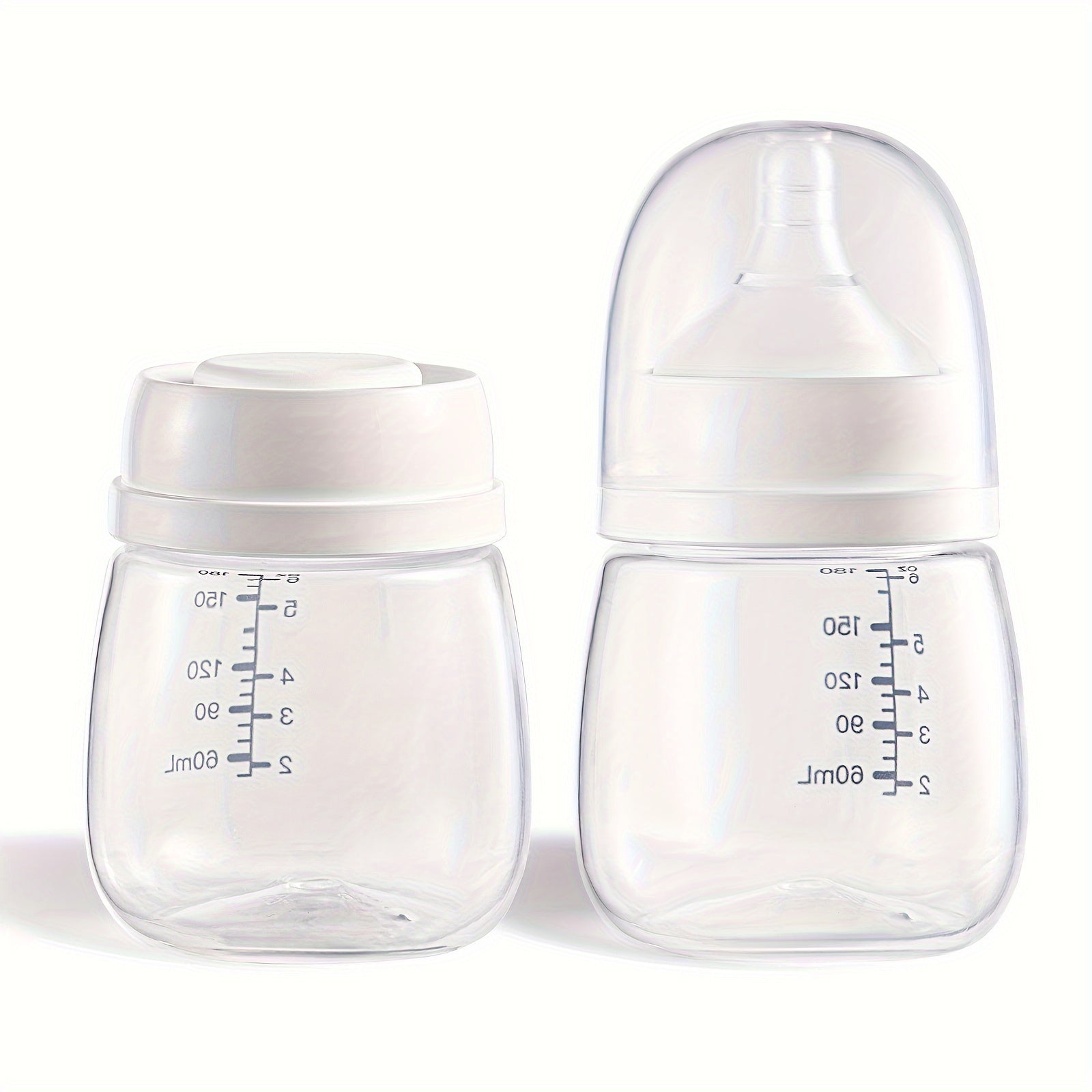 2pcs Breast Milk Preservation Bottle Set, BPA-Free Polypropylene Wide Bore, 6oz (180ml) Bottles with Nipples and Lids, for Collection, Storage, and Feeding, for