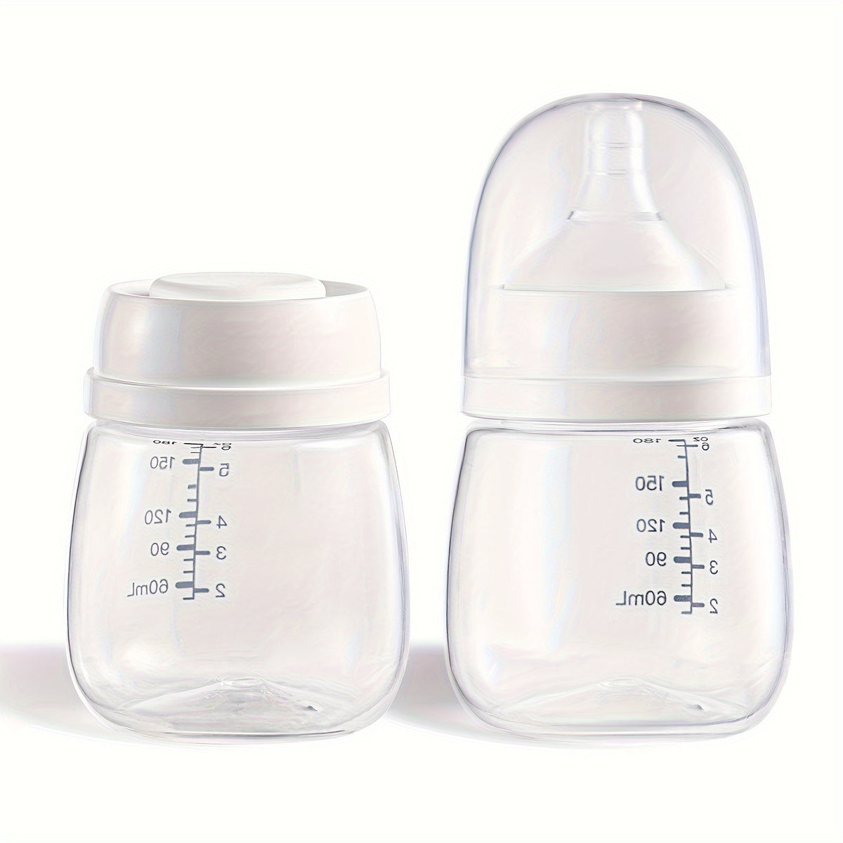 2pcs Breast Milk Preservation Bottle Set, BPA-Free Polypropylene Wide Bore, 6oz (180ml) Bottles with Nipples and Lids, for Collection, Storage, and Feeding, for