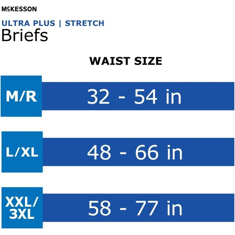 McKesson Ultra Plus Stretch Briefs 80 Count L XL 4866in. Incontinence Adult Diapers Heavy Absorbency Unisex Disposable Elastic Leg Gathers and Contoured Fit for Men and Women, Disposable Undergarments, Adult Care, Comfortable Fit, Stretchable Briefs, Leak