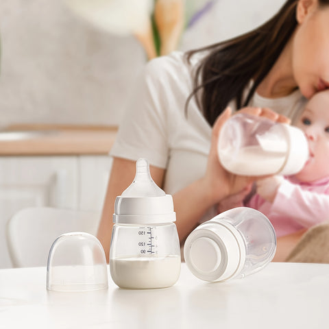 2pcs Breast Milk Preservation Bottle Set, BPA-Free Polypropylene Wide Bore, 6oz (180ml) Bottles with Nipples and Lids, for Collection, Storage, and Feeding, for