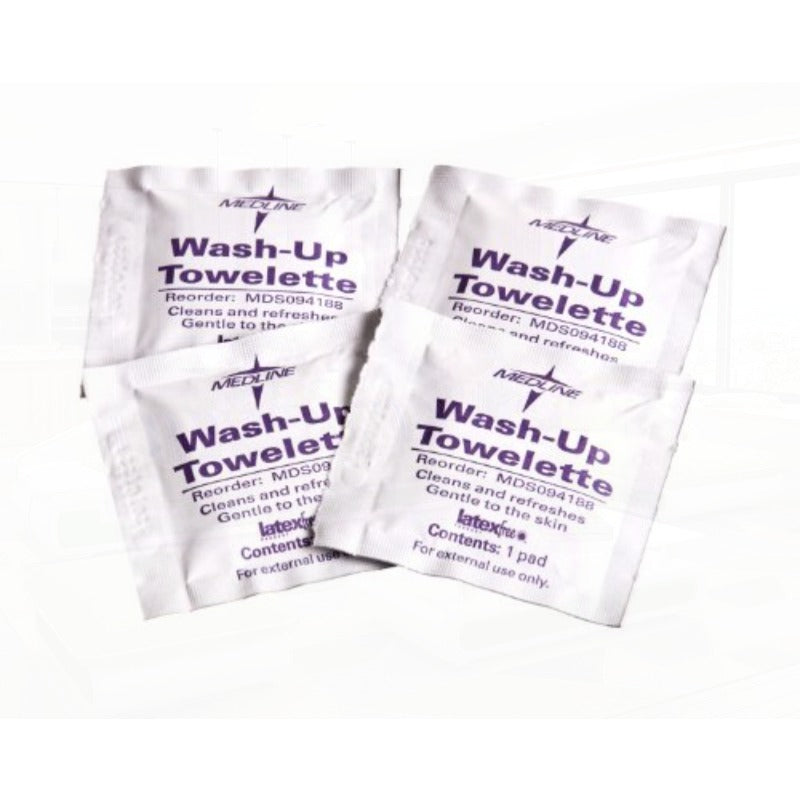 Medline WashUp Wet Wipe Cleansing Towelettes with BZK 7.5 In. x 4.5 In. Perfect for Personal Hygiene and Cleaning Case of 1000
