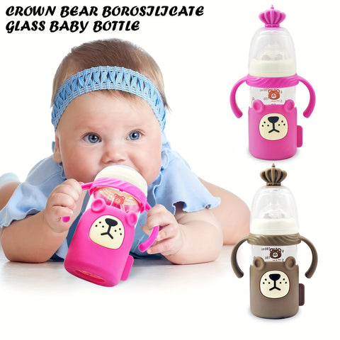 6.09oz Baby Bottle with a Silicone Protective Sleeve, Standard Caliber Baby Bottle, Soft Silicone Nipple.