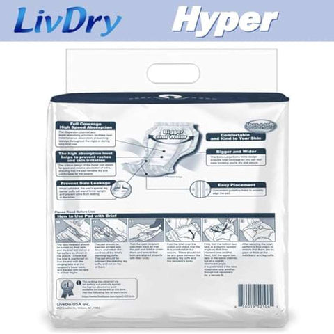 LivDry High Absorbency Pad Insert for Incontinence Briefs Adult Diapers( Women Men) Hyper 2400( 18 Count), Incontinence Diapers, Incontinence Underwear for Women, Incontinence Pads for Women, Incontinence Underwear Bladder Control