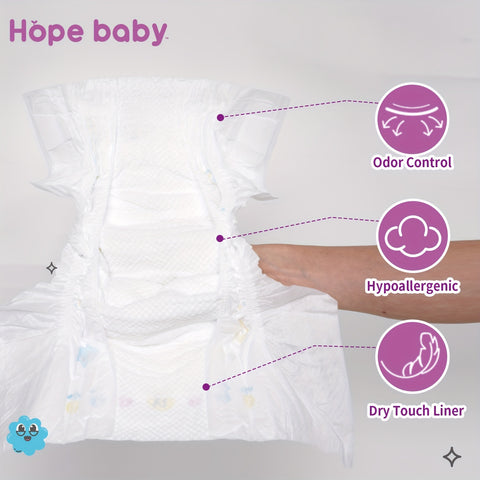 HOPE BABY 74 Count (8-14 LBS) Disposable Baby Diapers Newborn Dry, Softness & Comfort Fit, Leak-Proof Overnight Protection, Hypoallergenic With Skin As Halloween, Christmas Gift