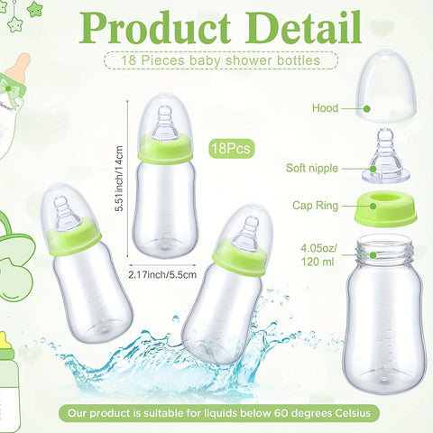 Baby Shower Party Packs, Bottle Chug Baby Shower Game Favors Including Forest Animals Theme Wooden Sign And 18pcs Baby Bottles For Gender Reveal Party Supplies
