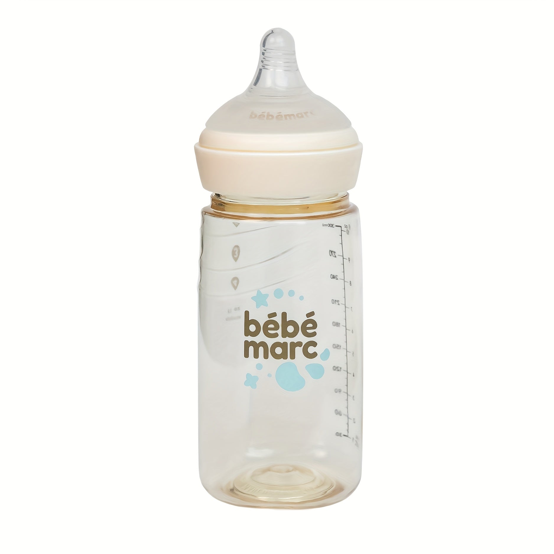 BEBE MARC PPSU Baby Bottle - Breast-like Nipple, Wide Neck For Easy Cleaning, Leak-Proof, Smart Volume Markings, IF Design Award (6.09oz\u002F10.14oz).