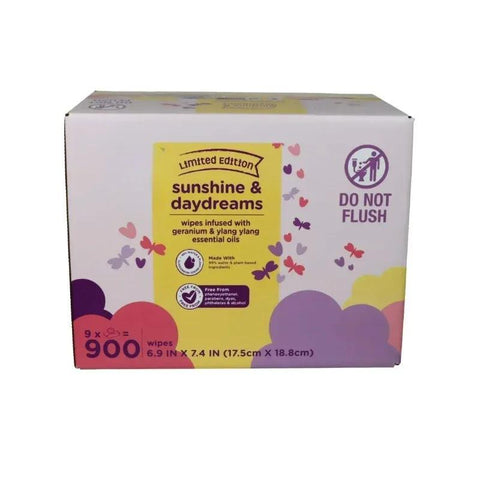 Gentle Touch Limited Edition Sunshine & Daydreams Baby Wipes, 900 Count | Ultra-Soft Fragrance-Free Wipes with Shea Butter & 99% Water | Hypoallergenic Newborn Essentials for Sensitive Skin
