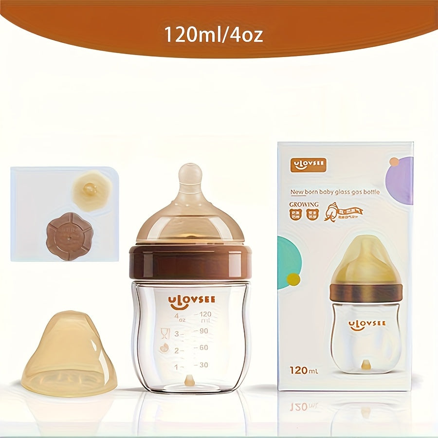 4oz,8oz High Borosilicate Glass Baby Bottles, Wide-Neck Glass Feeding Bottle, Milk Bottle with Bottom Air Balance Hole\u002FValve, Perfect Gift for Newbor