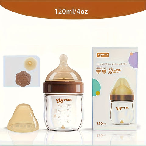 4oz,8oz High Borosilicate Glass Baby Bottles, Wide-Neck Glass Feeding Bottle, Milk Bottle with Bottom Air Balance Hole\u002FValve, Perfect Gift for Newbor