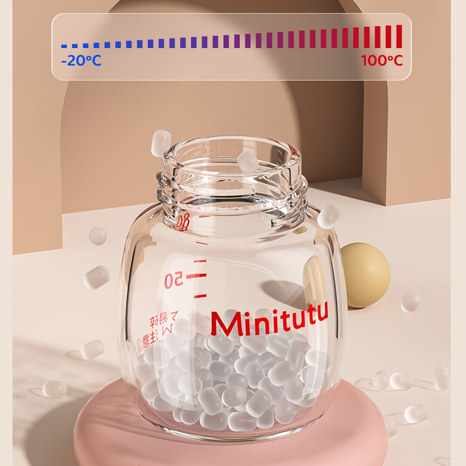 1pc Glass Baby Bottle 1pc 80ml Transparent Glass Baby Bottle with Easy-Grip Handle for 0-6 Months | Standard Caliber