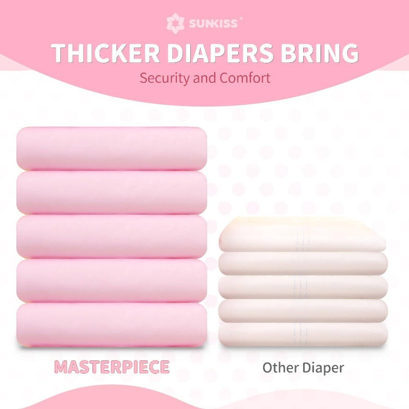 Masterpiece Adult Diapers with Tabs, Unisex Disposable Incontinence Briefs Women and Men, Odor Control, Pink, SmallMedium, Previously Medium, 10 Count, Adult Diaper Cover, Adultos Diapers for Woman, Disposable Underwear For Men Travel, Disposable Underwea