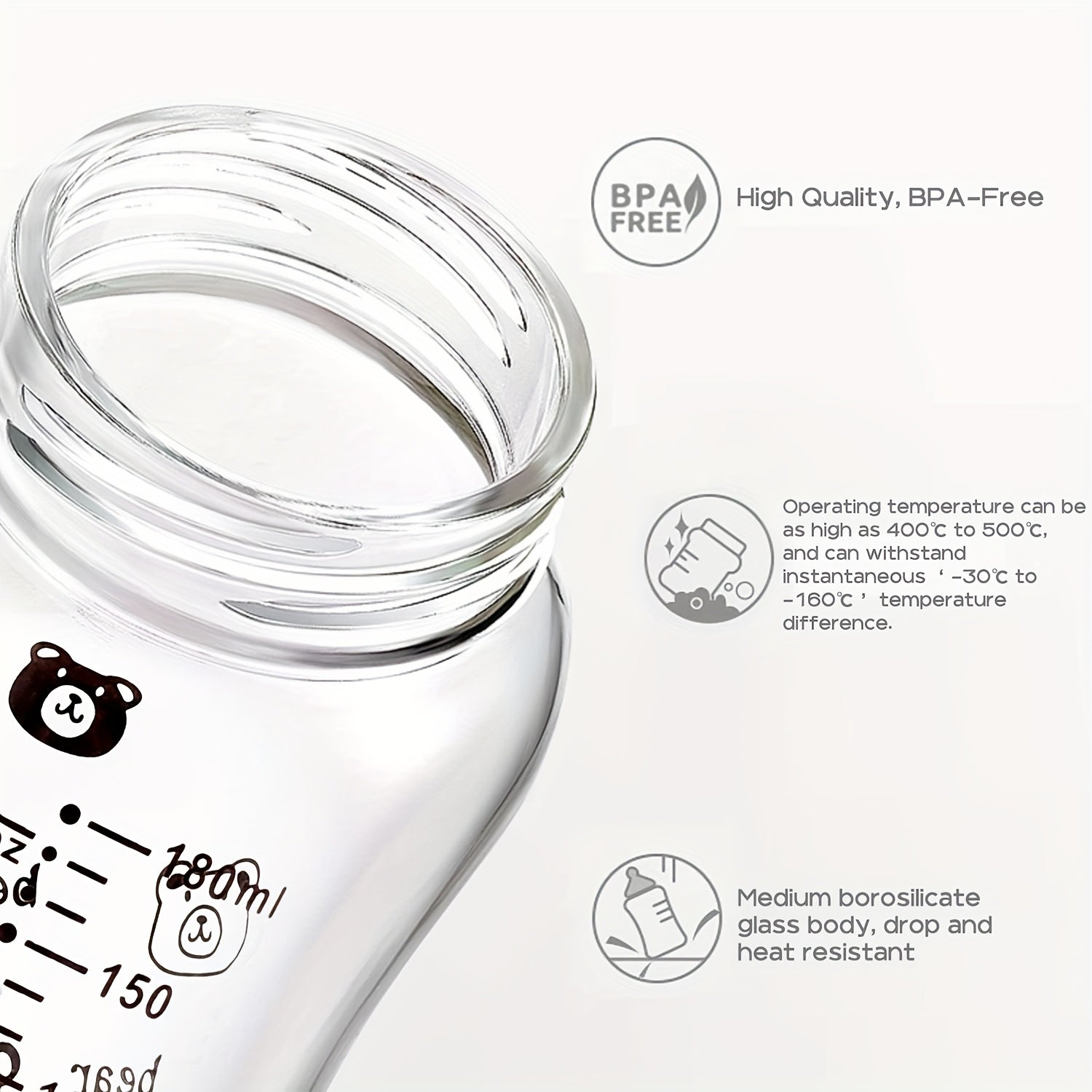 6.09oz Baby Bottle with a Silicone Protective Sleeve, Standard Caliber Baby Bottle, Soft Silicone Nipple.