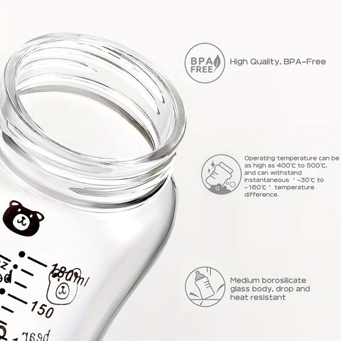 6.09oz Baby Bottle with a Silicone Protective Sleeve, Standard Caliber Baby Bottle, Soft Silicone Nipple.