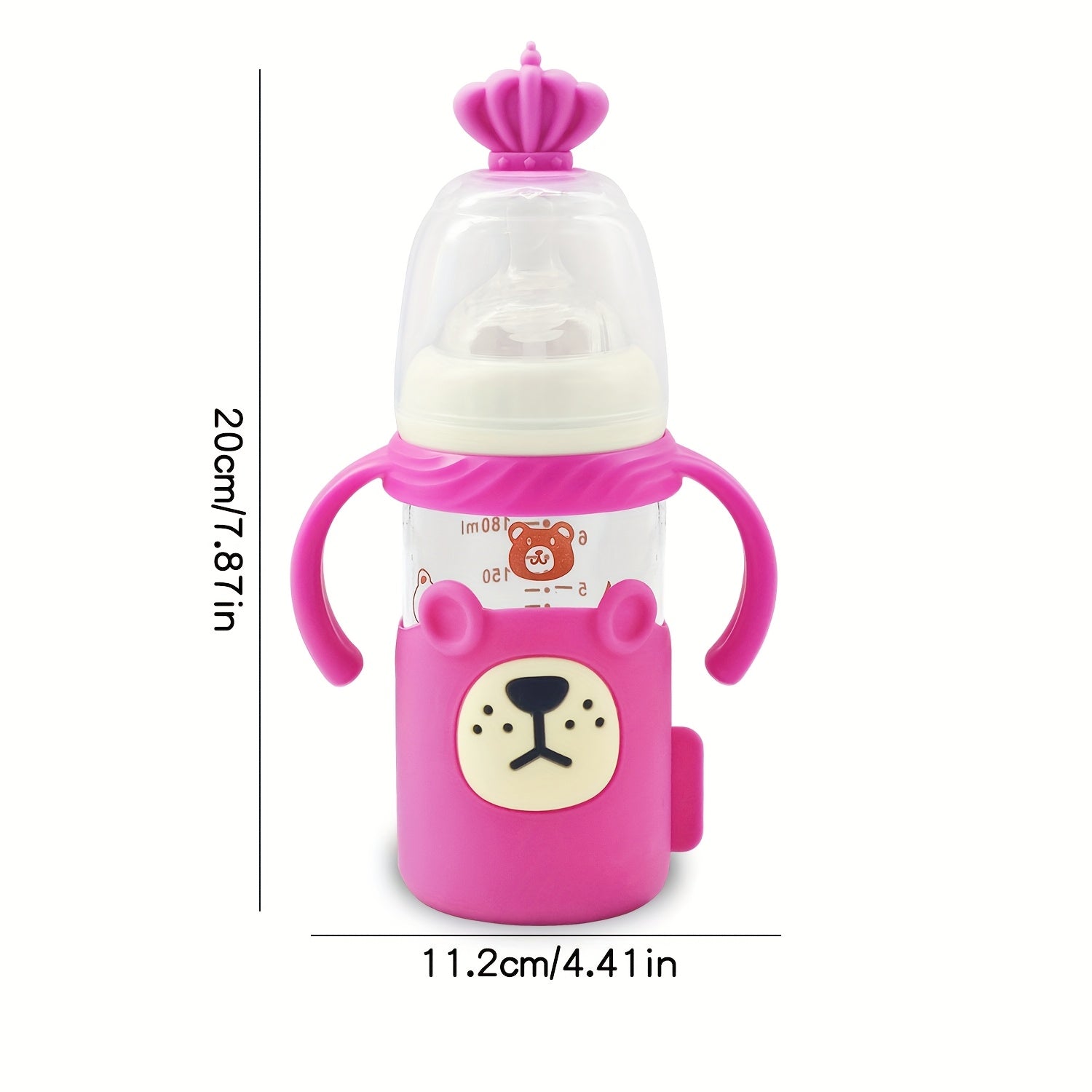6.09oz Baby Bottle with a Silicone Protective Sleeve, Standard Caliber Baby Bottle, Soft Silicone Nipple.