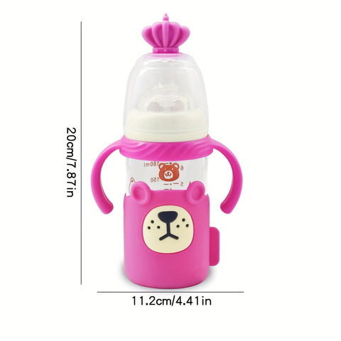 6.09oz Baby Bottle with a Silicone Protective Sleeve, Standard Caliber Baby Bottle, Soft Silicone Nipple.