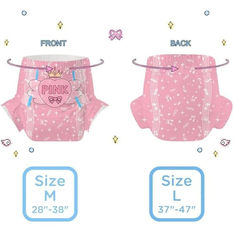 CutiePlusU Adult Diapers 10 Pieces Incontinence Briefs with Tabs for Women and Men Maximum Overnight Absorbency Styles Randomized Baby Melody Medium 28 38