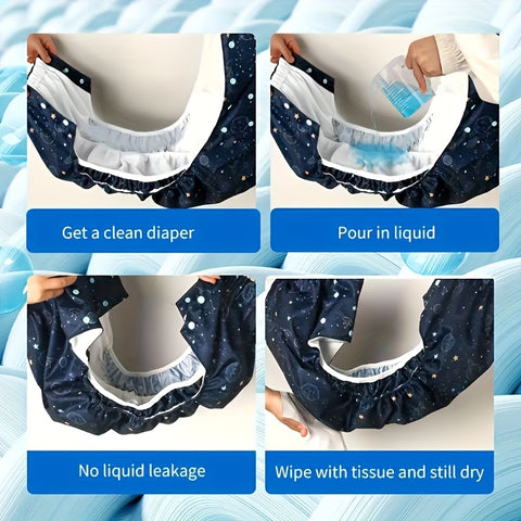 Reusable Adult Cloth Nappy 5pcs Reusable Ice Silk Adult Cloth Nappy Set | 2 Washable Nappies + 2 Nappies + 1 Washable Storage Bag - TPU Coated Design with Snap Adjustments, Suitable for Seniors, Pregnant & Postnatal Women, Long Distance Drives