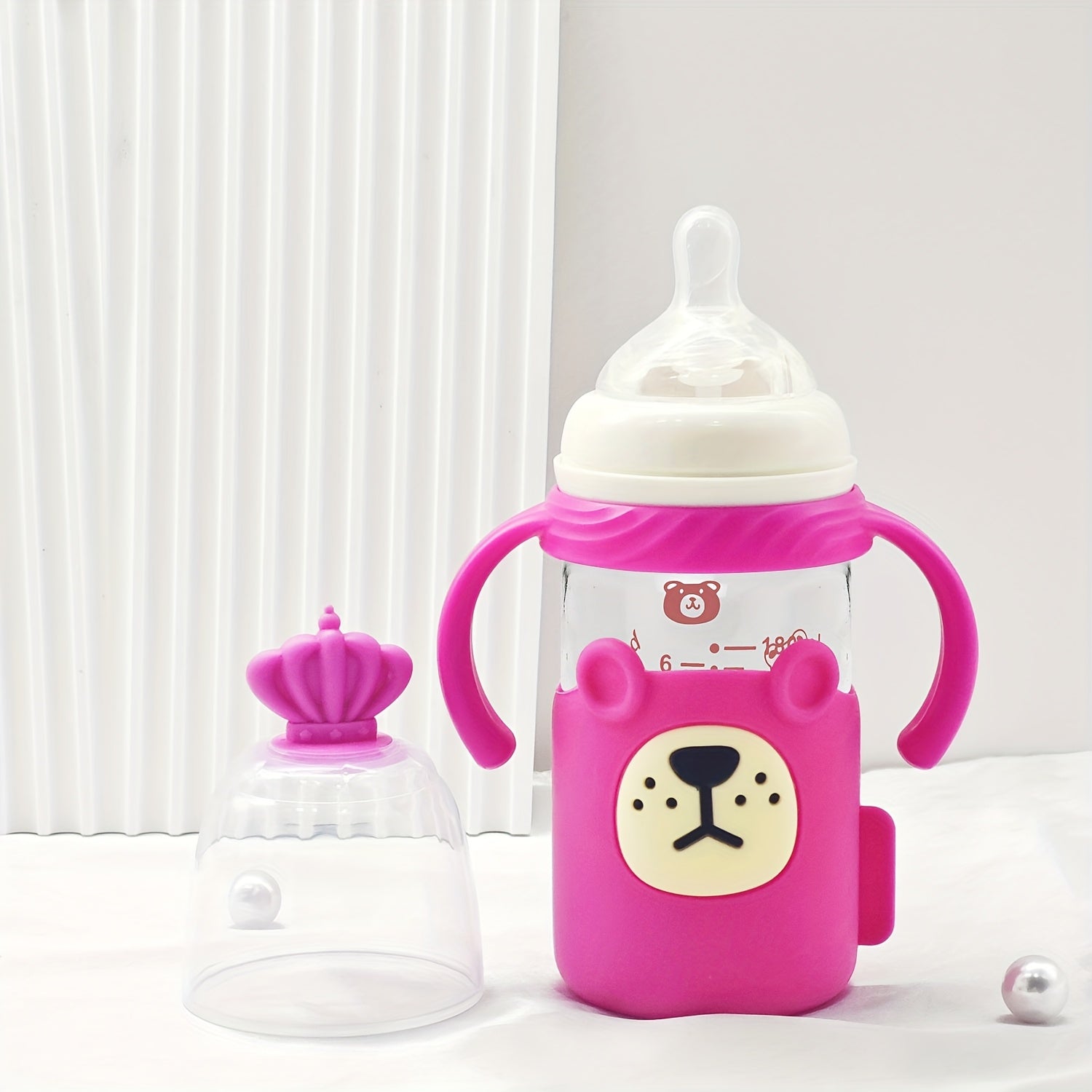 6.09oz Baby Bottle with a Silicone Protective Sleeve, Standard Caliber Baby Bottle, Soft Silicone Nipple.