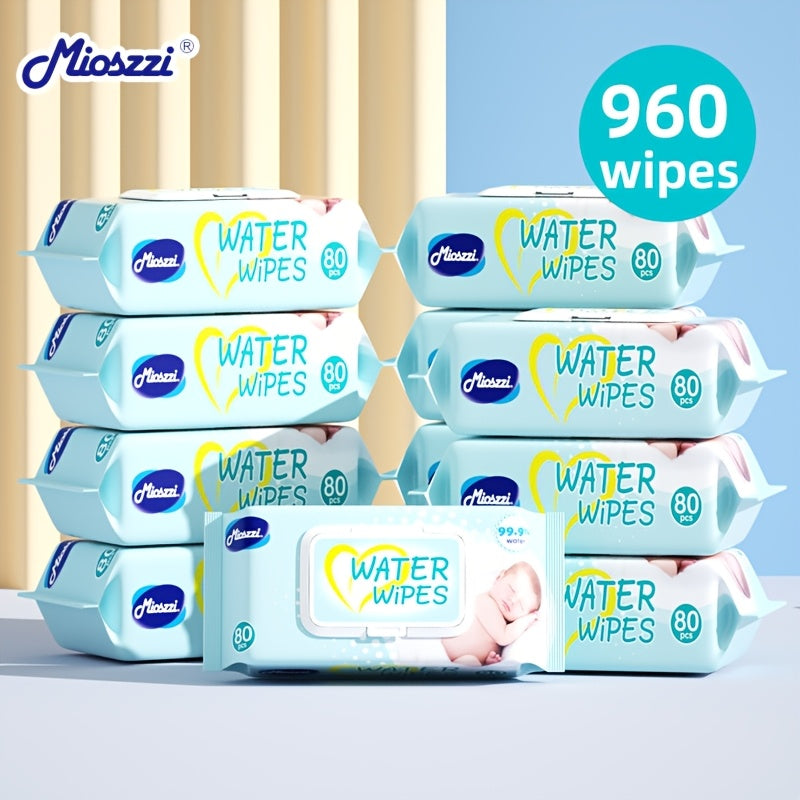 8 Packs Baby Wipes Aloe Vera Extract 99.9% EDI Pure Water No Fluorescent Agent Zero Additives for Sensitive Light Beige Baby Hand & Mouth Wet Wipes Water Wipes 640pcs