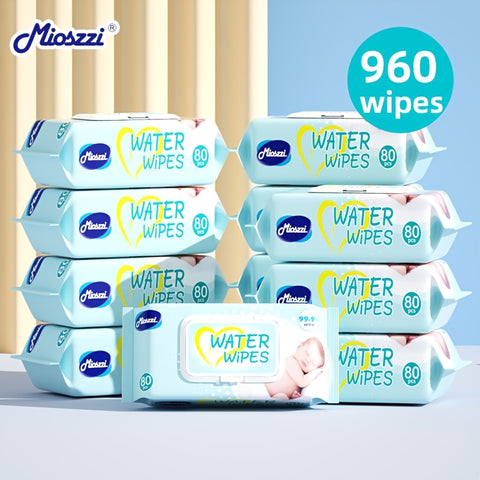 8 Packs Baby Wipes Aloe Vera Extract 99.9% EDI Pure Water No Fluorescent Agent Zero Additives for Sensitive Light Beige Baby Hand & Mouth Wet Wipes Water Wipes 640pcs