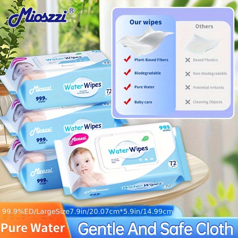 Mioszzi Wet Wipes, Hypoallergenic, Plant-Based, Completely Break Down Safe For Delicate Skin, 99.9% Pure Water, No Harsh Chemicals, Extra-Soft Fiber Cleans Without Irritation, Gentle Enough For Daily Use On Eyes, Hands, Body.864pcs