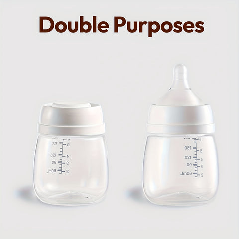2pcs Breast Milk Preservation Bottle Set, BPA-Free Polypropylene Wide Bore, 6oz (180ml) Bottles with Nipples and Lids, for Collection, Storage, and Feeding, for