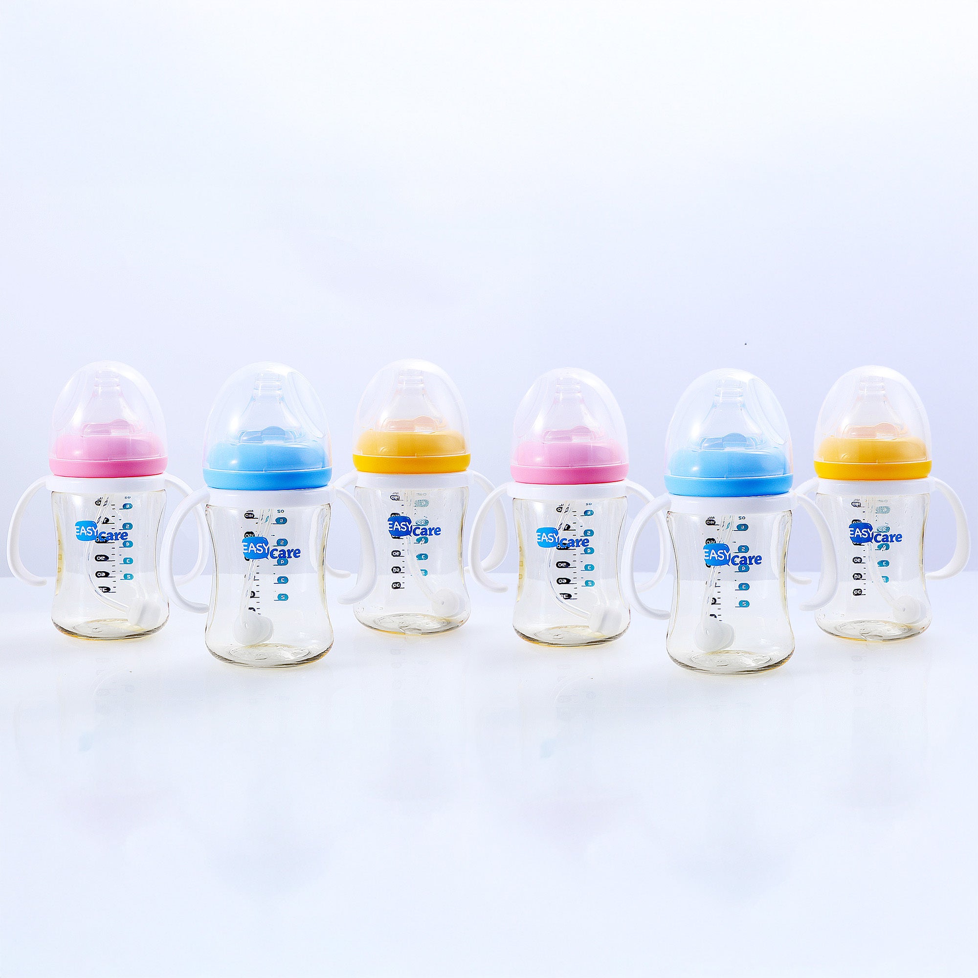 6 Pack EASYCARE Wide-Mouth Baby Bottle, 236.22-472.44inch Nipple, 180ml\u002F6.3oz PPSU - Drop-Proof With Gravity Ball Sippy & Straw Cup, Easy To Grip & Clean - Ideal For Baby Showers, Gender Reveals, Weddings, Christmas & Holiday Gifts