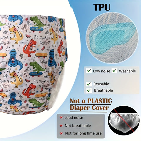 Reusable Adult Cloth Nappy 5pcs Reusable Ice Silk Adult Cloth Nappy Set | 2 Washable Nappies + 2 Nappies + 1 Washable Storage Bag - TPU Coated Design with Snap Adjustments, Suitable for Seniors, Pregnant & Postnatal Women, Long Distance Drives