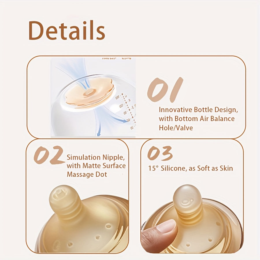4oz,8oz High Borosilicate Glass Baby Bottles, Wide-Neck Glass Feeding Bottle, Milk Bottle with Bottom Air Balance Hole\u002FValve, Perfect Gift for Newbor