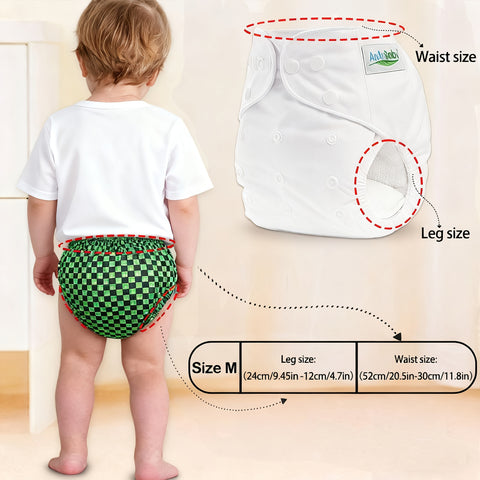 Cloth Diapers 13-Pack Includes 6 Cloth Diapers + 6 Replacement Pads + 1 Wet And Dry Separation Storage Bag. Green Plaid Design Gift Box Is Very Suitable for Christmas Gifts
