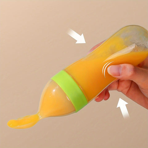 7pcs\u002FSet Baby Feeding Set: 2pcs Silicone Feeding Bottle with Spoon, Squeeze Baby Food Dispensing Feeder, 2pcs Fresh Food Feeder Pacifier, 3-Size Nipples, Toddler Feeding Bottle Set