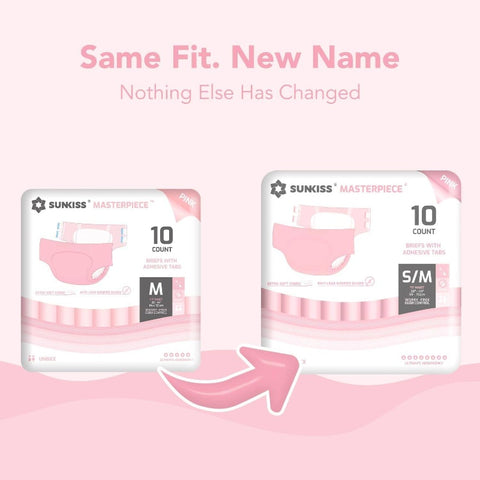 Masterpiece Adult Diapers with Tabs, Unisex Disposable Incontinence Briefs Women and Men, Odor Control, Pink, SmallMedium, Previously Medium, 10 Count, Adult Diaper Cover, Adultos Diapers for Woman, Disposable Underwear For Men Travel, Disposable Underwea