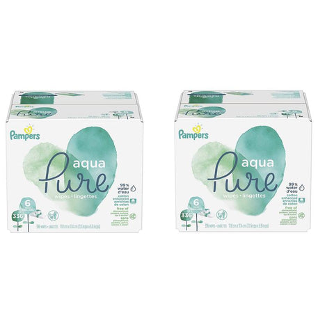 Pampers Aqua Pure 6X Pop-Top Sensitive Water Baby Wipes, 672 Count