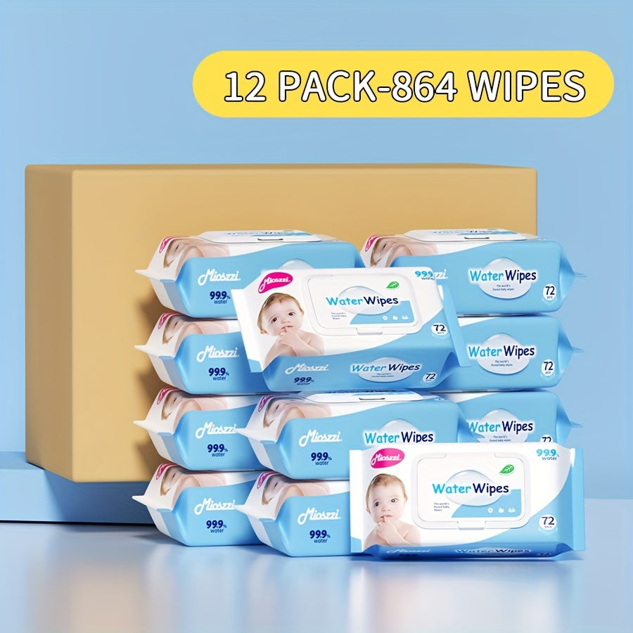 Mioszzi Wet Wipes, Hypoallergenic, Plant-Based, Completely Break Down Safe For Delicate Skin, 99.9% Pure Water, No Harsh Chemicals, Extra-Soft Fiber Cleans Without Irritation, Gentle Enough For Daily Use On Eyes, Hands, Body.864pcs