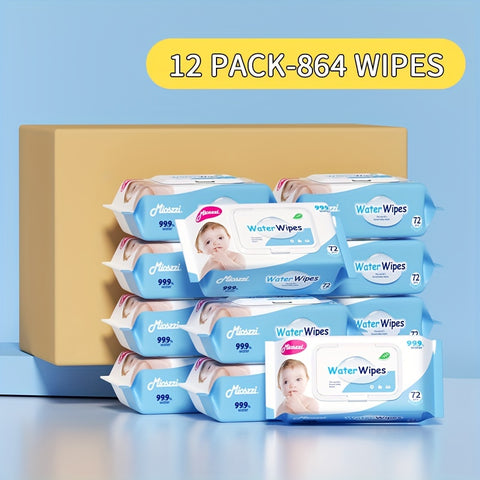 Mioszzi Wet Wipes, Hypoallergenic, Plant-Based, Completely Break Down Safe For Delicate Skin, 99.9% Pure Water, No Harsh Chemicals, Extra-Soft Fiber Cleans Without Irritation, Gentle Enough For Daily Use On Eyes, Hands, Body.864pcs