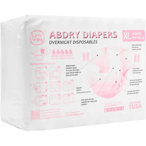 Adjustable Tapes Adult Diaper 10pcs - ABDry Ultra Absorbent Diapers White X - Large 48 - 56, Incontinence Care, Overnight Protection, Discreet Design, Comfortable Wear, Soft Material, Leakproof Design, Reusable Undergarments, Absorbent Underwear, Mobility