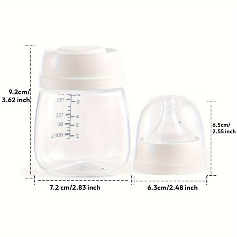 2pcs Breast Milk Preservation Bottle Set, BPA-Free Polypropylene Wide Bore, 6oz (180ml) Bottles with Nipples and Lids, for Collection, Storage, and Feeding, for
