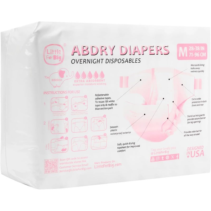 Adjustable Tapes Adult Diaper 10pcs ABDry Ultra Absorbent Diapers White Medium 2838, Mobility Aid, Adult Incontinence Care, Discreet Design, Comfortable Fit, High Absorbency, Soft Material, Absorbent Underwear, Medical Diaper, Postpartum Recovery, Spinal