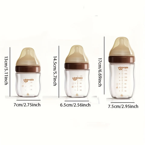 4oz,8oz High Borosilicate Glass Baby Bottles, Wide-Neck Glass Feeding Bottle, Milk Bottle with Bottom Air Balance Hole\u002FValve, Perfect Gift for Newbor