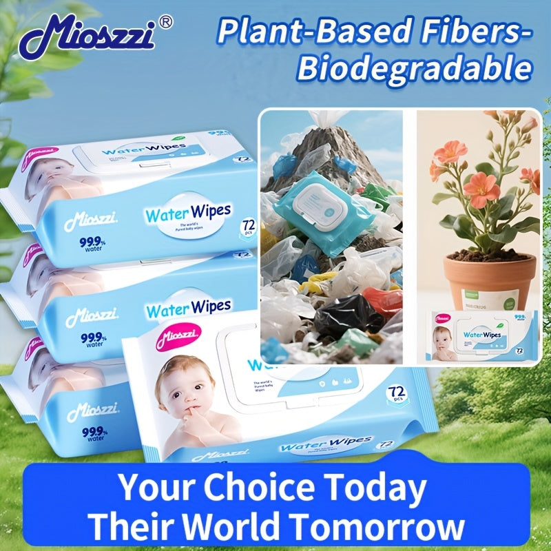 Mioszzi Wet Wipes, Hypoallergenic, Plant-Based, Completely Break Down Safe For Delicate Skin, 99.9% Pure Water, No Harsh Chemicals, Extra-Soft Fiber Cleans Without Irritation, Gentle Enough For Daily Use On Eyes, Hands, Body.864pcs