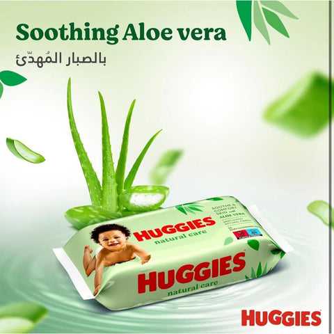 Baby Wipes Natural Care with Aloe Vera Huggies Wipes 56 Pc Kids