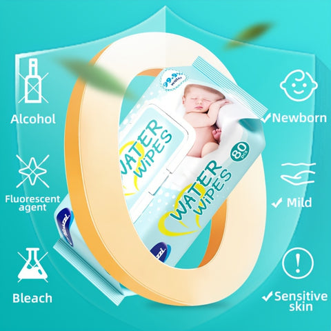 Baby Wet Wipes 99.9% EDI Pure Water No Fluorescent Agent Zero Additives for Sensitive Light Beige Newborn Can Use Aloe Vera Extrat Take Care Of Baby Light Beige Clean Baby Hand & Mouth Water Wipes Kids Cleansing Wipes Large Packing for Family Use