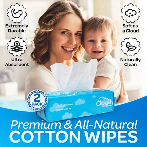 Pure Dry Wipes Soft Unscented Cloth Tissue for Sensitive Light Beige 2Pack 200 Count