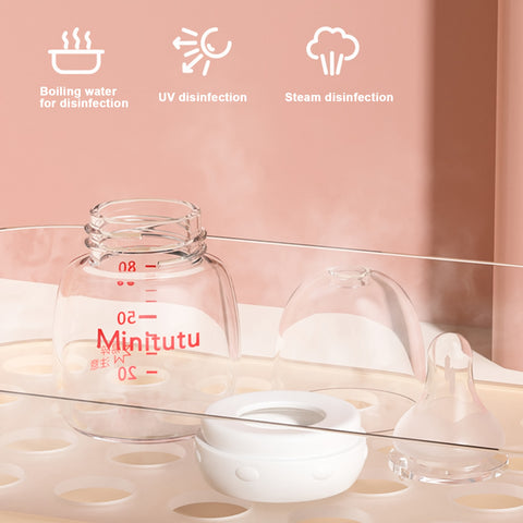 1pc Glass Baby Bottle 1pc 80ml Transparent Glass Baby Bottle with Easy-Grip Handle for 0-6 Months | Standard Caliber