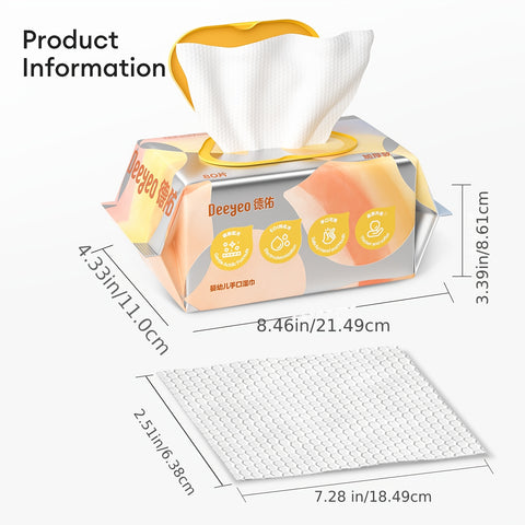 Deeyeo Wet Wipes, Ultra-Thick Moist Wipes, Soft Tissues, 80 Count Per Pack, 8 Packs 640 Count, Alcohol-Free, Fragrance-Free, Makeup Removal, Skincare, Cleaning, Baby, And Multipurpose Use