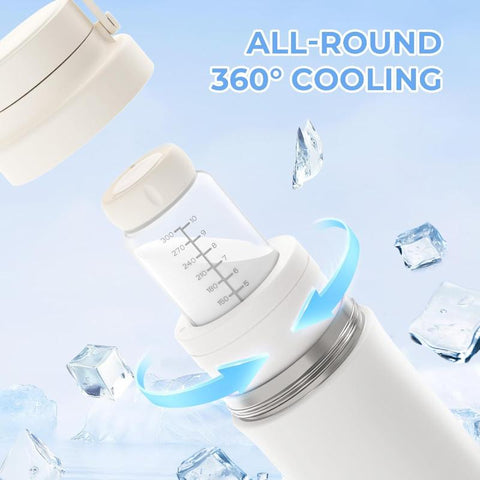 Portable Breast Milk Cooler, 22oz Breastmilk Cooler Bottle for Outdoor with 360°Total Cooling for 24 Hours, Storage Container with 2pcs Baby Bottles, Breastfeeding Essentials, Beige
