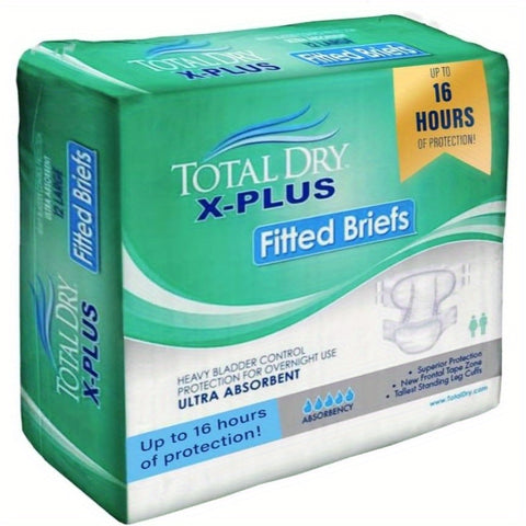 TotalDry Ultimate XPlus Fitted Incontinen Briefs Adult Diapers u2013 Plastic Backed Ultra Absorbent Overnight Bladder Control for Women & Men FSA HSA Approved Medium