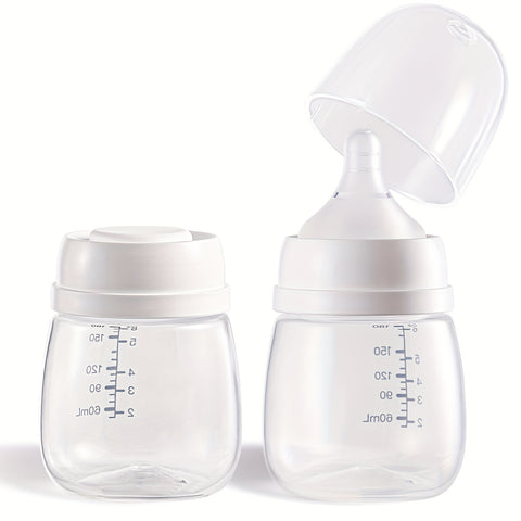 2pcs Breast Milk Preservation Bottle Set, BPA-Free Polypropylene Wide Bore, 6oz (180ml) Bottles with Nipples and Lids, for Collection, Storage, and Feeding, for