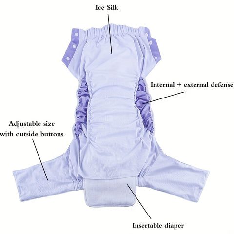 Reusable Adult Cloth Nappy 5pcs Reusable Ice Silk Adult Cloth Nappy Set | 2 Washable Nappies + 2 Nappies + 1 Washable Storage Bag - TPU Coated Design with Snap Adjustments, Suitable for Seniors, Pregnant & Postnatal Women, Long Distance Drives