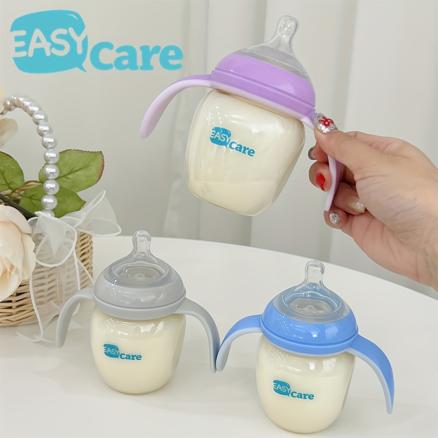 6pcs EASYCARE Wide-Mouth Baby Bottle, 236.22-472.44inch Nipple, 160ml\u002F5.6oz PPSU - Durable, Easy-Grip & Clean Sippy Cup & Straw Cup - Ideal for Baby Showers, Gender Reveals, Weddings, Christmas & Holiday Gifts